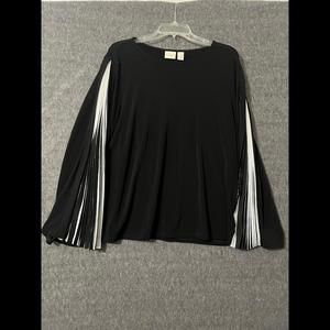 Chico's Stylish Black Top with Pleated Sleeves